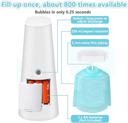 Bathroom Touchless Soap Dispenser: Auto Foam Dispenser, 240Ml Capacity, Blue Reservoir.