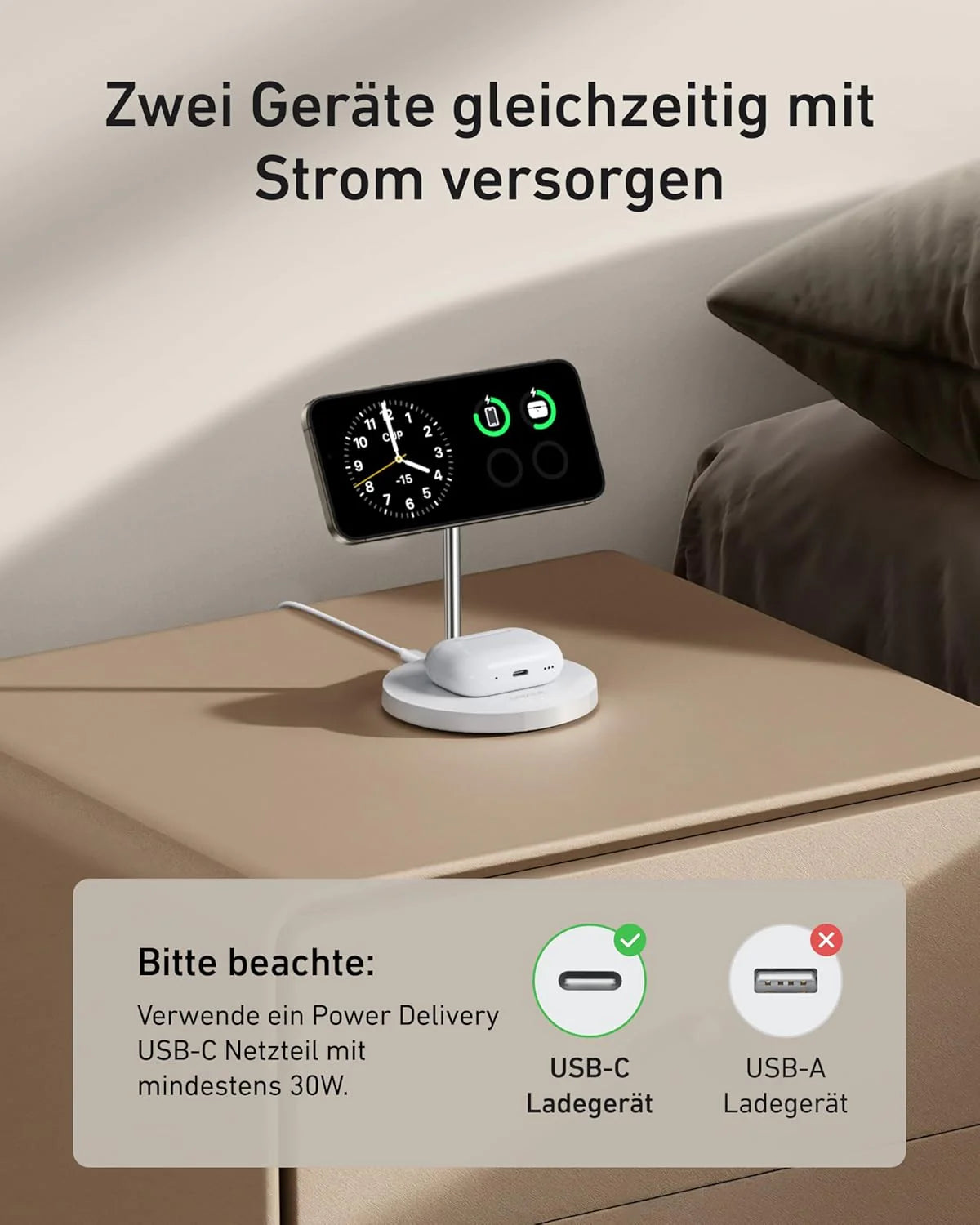 Wireless Charger 2-In-1 Stand White